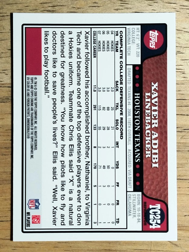 2008 Topps Chrome Refractors #TC254 Xavier Adibi