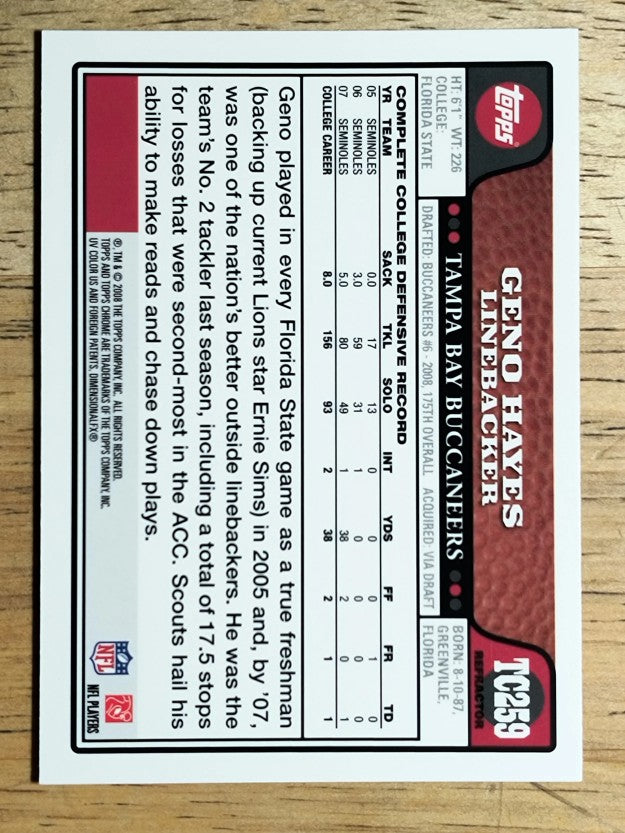 2008 Topps Chrome Refractors #TC259 Geno Hayes