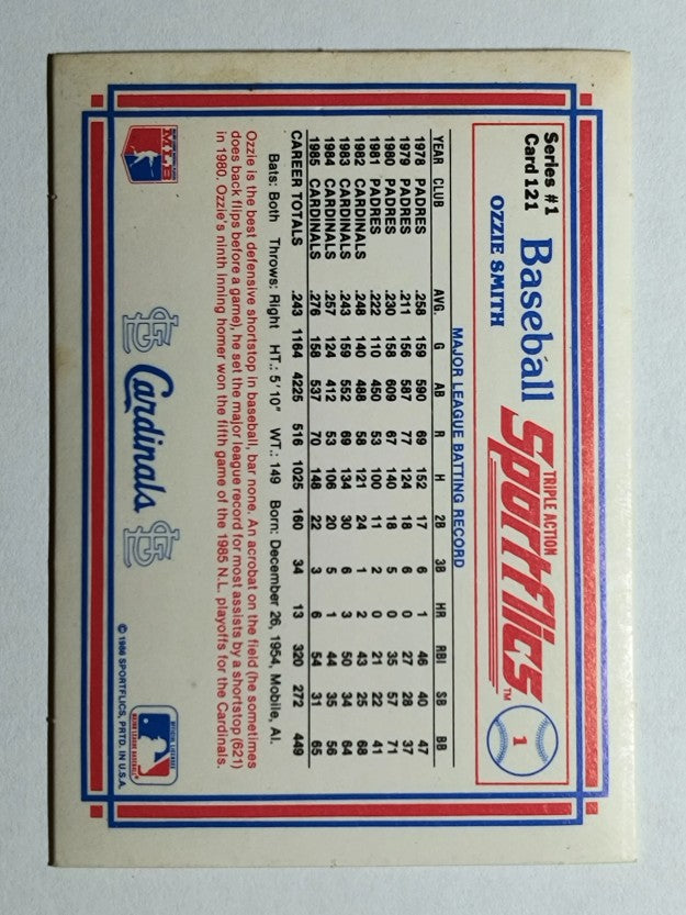1986 Sportflics #121 Ozzie Smith