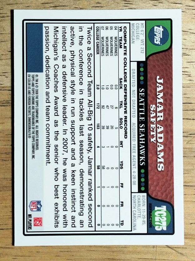 2008 Topps Chrome Refractors #TC275 Jamar Adams