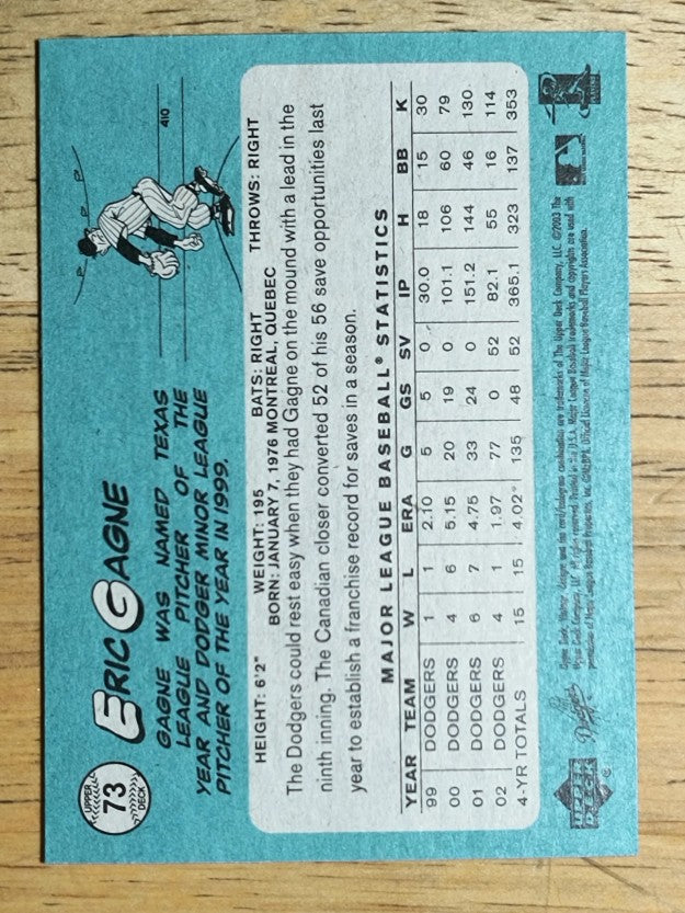 2003 Upper Deck Vintage #73 Eric Gagne