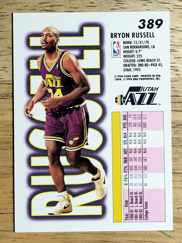 1993-94 Fleer #389 Bryon Russell RC