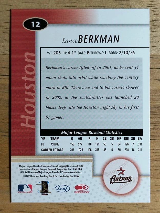 2002 Leaf Certified #12 Lance Berkman
