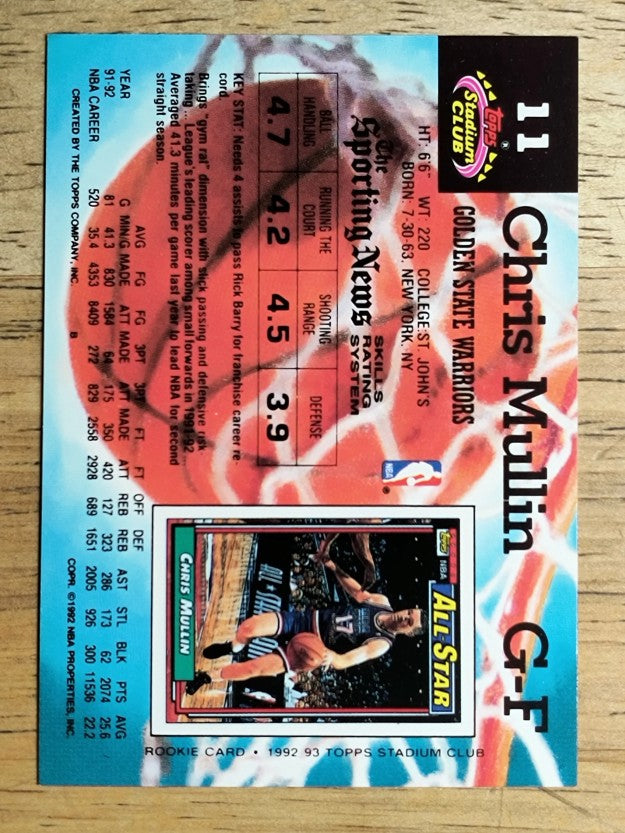 1992-93 Stadium Club #11 Chris Mullin