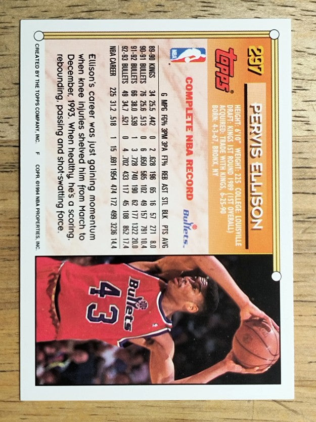 1993-94 Topps Gold #297 Pervis Ellison