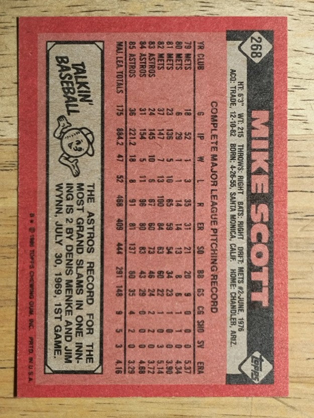 1986 Topps #268 Mike Scott