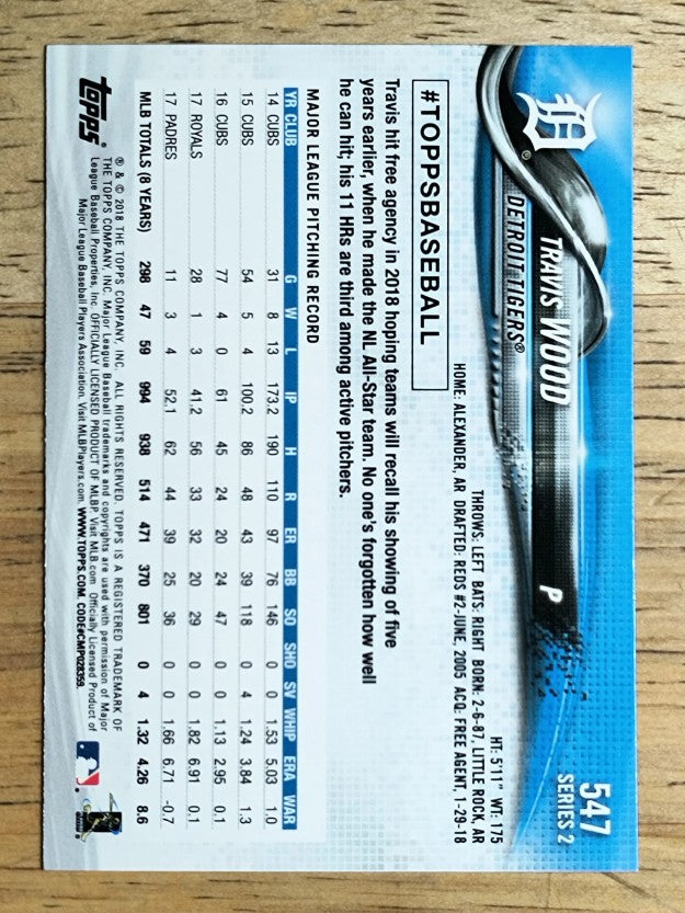2018 Topps #547 Travis Wood