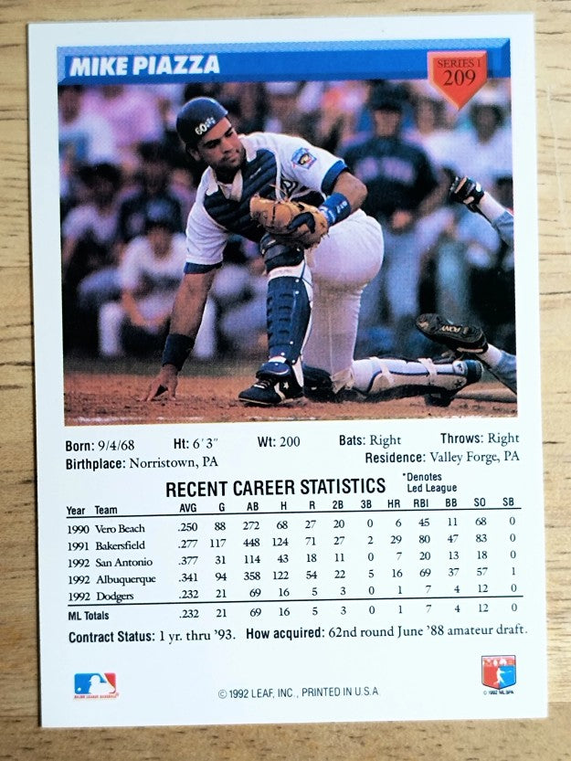 1993 Donruss #209 Mike Piazza