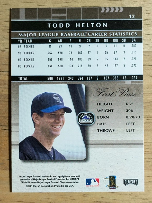 2001 Absolute Memorabilia #12 Todd Helton