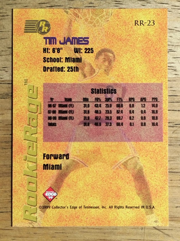 1999 Collector's Edge Rookie Rage #RR23 Tim James