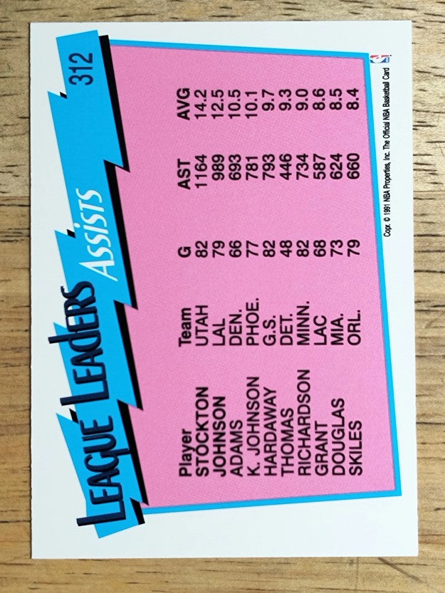 1991-92 Hoops #312 Assists League Leaders/John Stockton/Magic Johnson