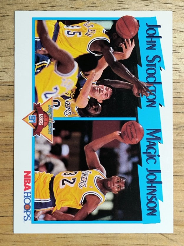 1991-92 Hoops #312 Assists League Leaders/John Stockton/Magic Johnson