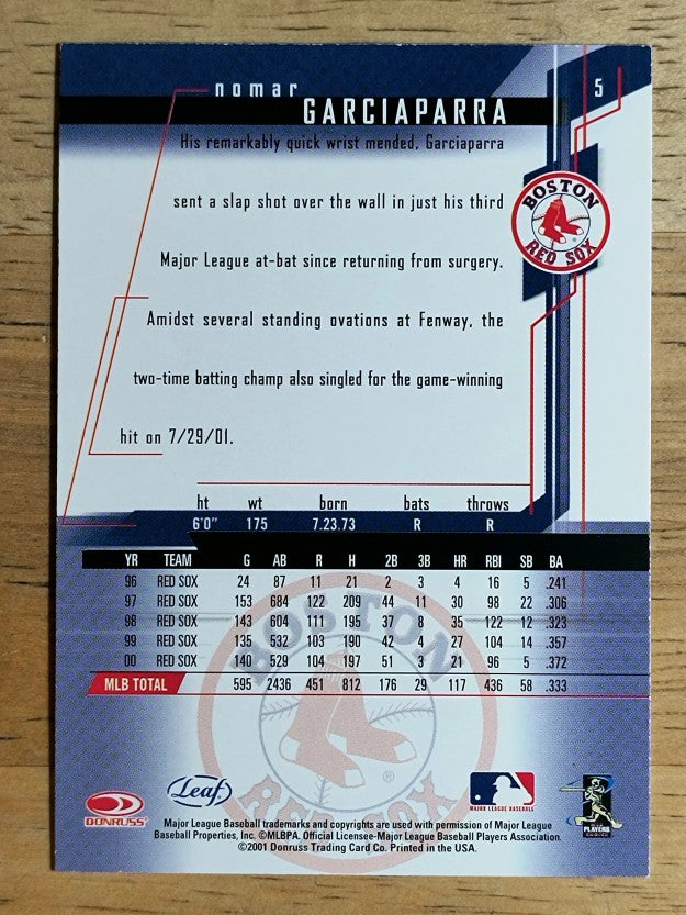 2001 Leaf Rookies and Stars #5 Nomar Garciaparra
