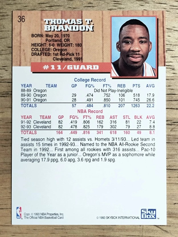 1993-94 Hoops #36 Terrell Brandon