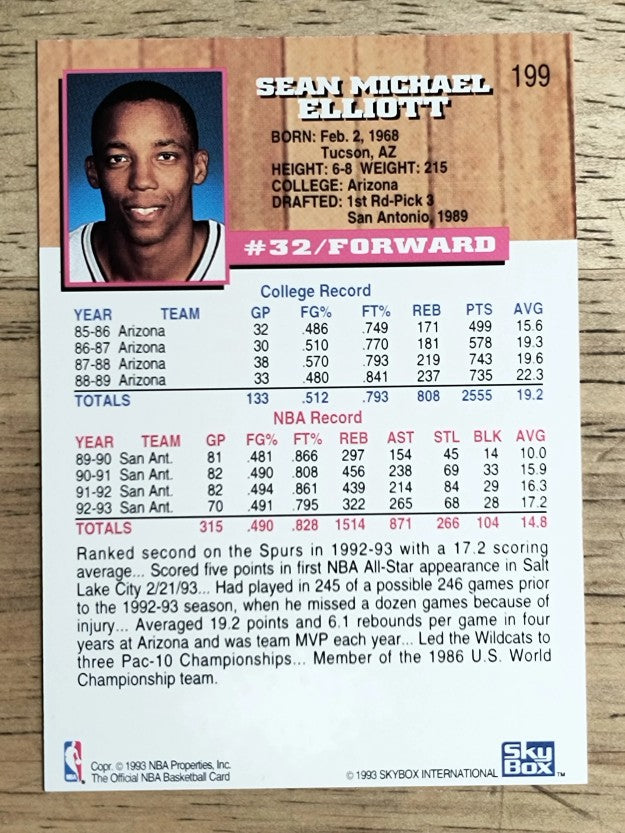 1993-94 Hoops #199 Sean Elliott