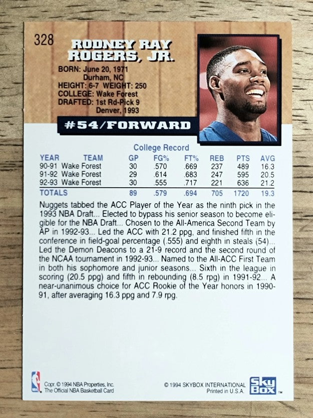 1993-94 Hoops #328 Rodney Rogers RC