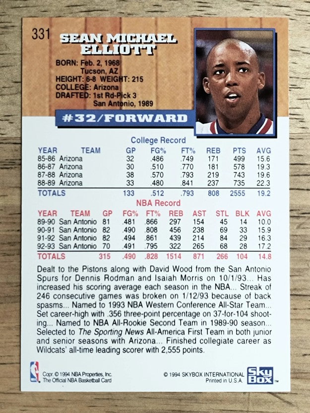 1993-94 Hoops #331 Sean Elliott