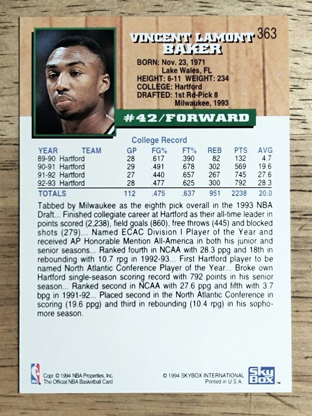 1993-94 Hoops #363 Vin Baker RC