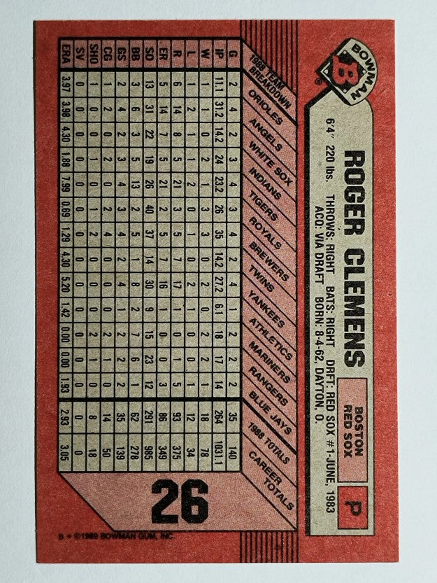 1989 Bowman #26 Roger Clemens