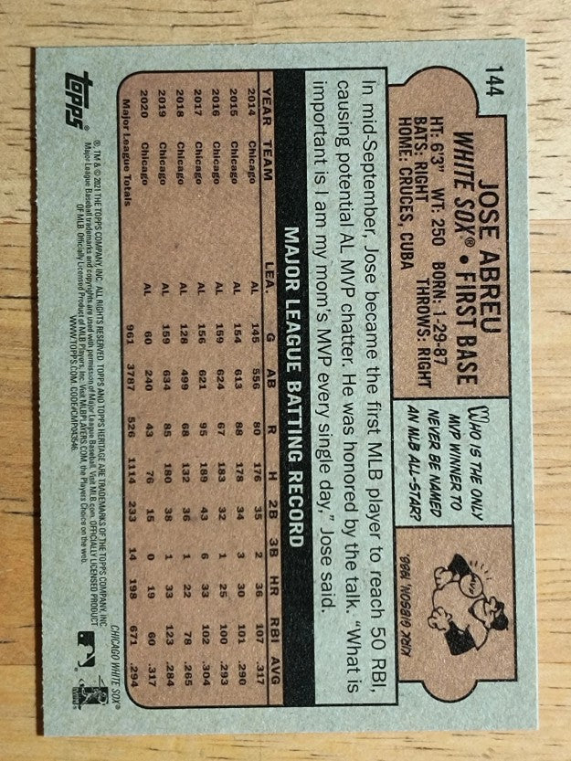 2021 Topps Heritage #144 Jose Abreu