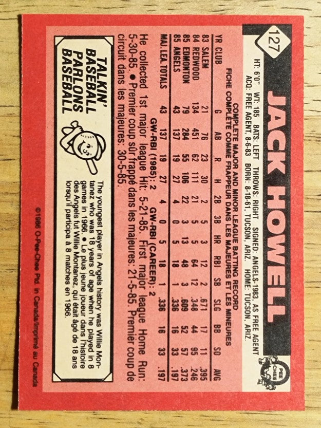 1986 O-Pee-Chee #127 Jack Howell