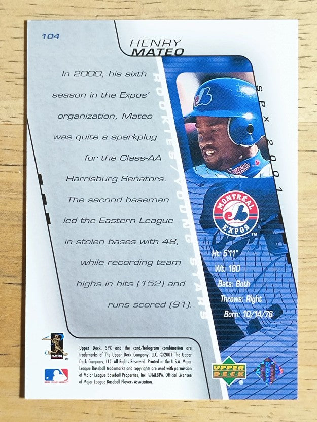 2001 SPx #104 Henry Mateo YS RC