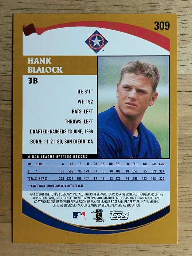 2002 Topps #309 Hank Blalock PROS