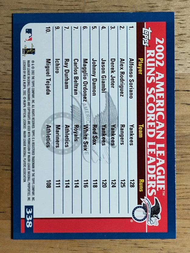 2003 Topps #338 Alfonso Soriano/Alex Rodriguez/Derek Jeter LL