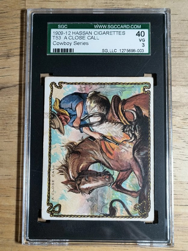 1909 Hassan Cowboy Series T53 #4 A Close Call (SGC 3 VG)