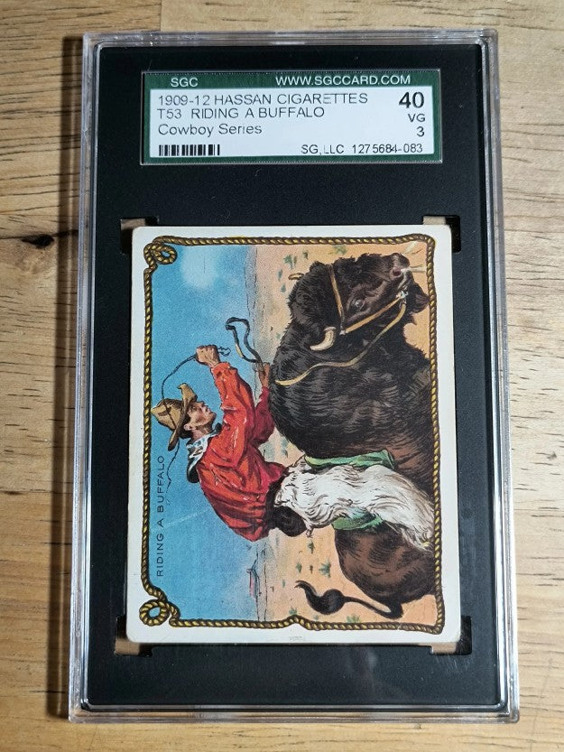 1909 Hassan Cowboy Series T53 #37 Riding a Buffalo (SGC 3 VG)