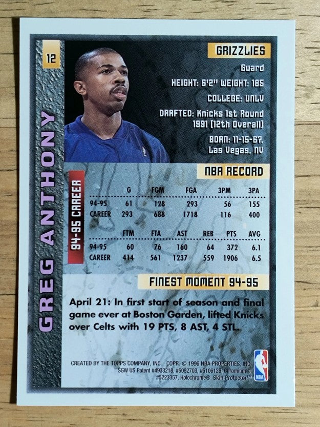 1995-96 Finest #12 Greg Anthony
