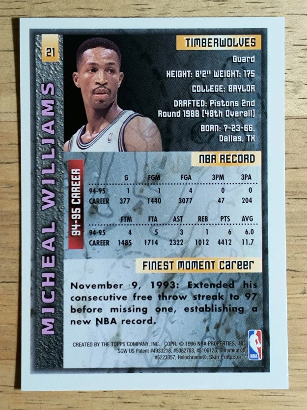 1995-96 Finest #21 Micheal Williams
