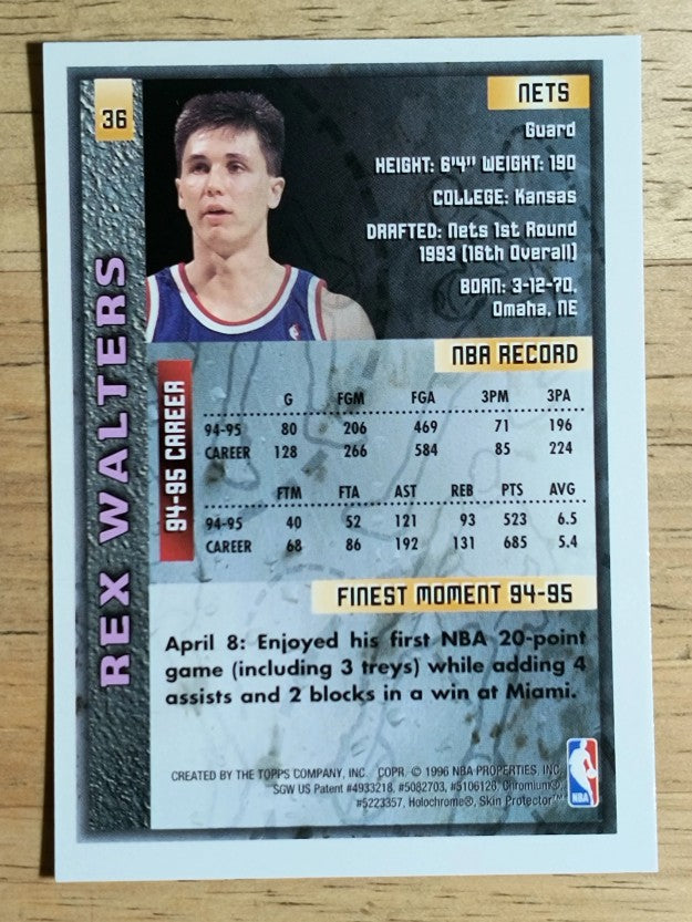 1995-96 Finest #36 Rex Walters
