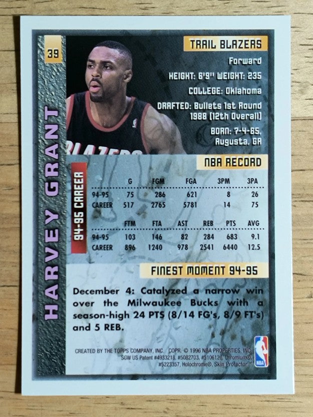 1995-96 Finest #39 Harvey Grant