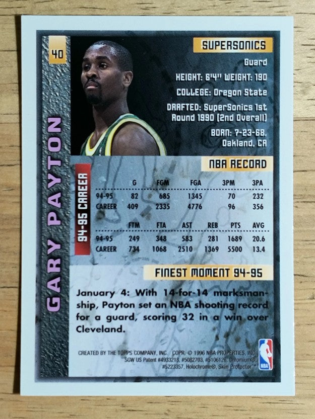1995-96 Finest #40 Gary Payton