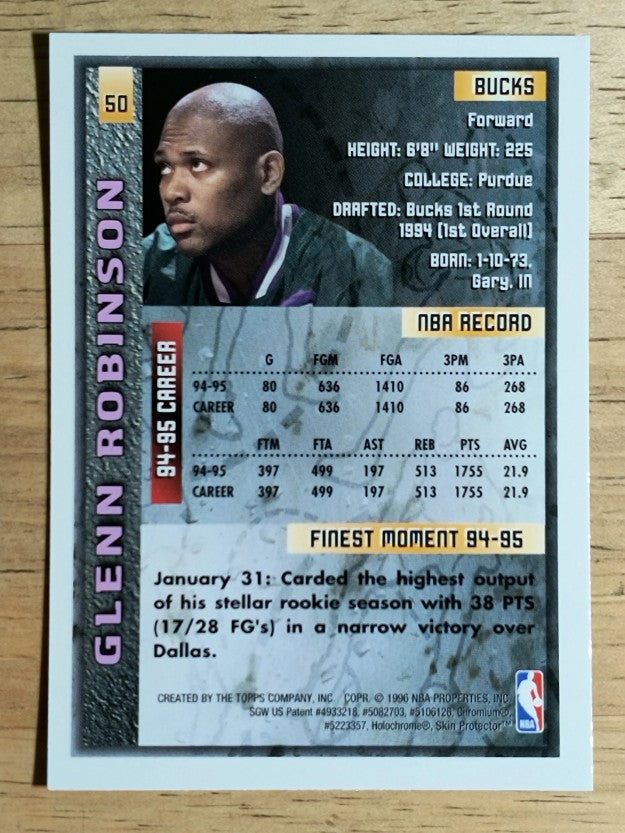1995-96 Finest #50 Glenn Robinson