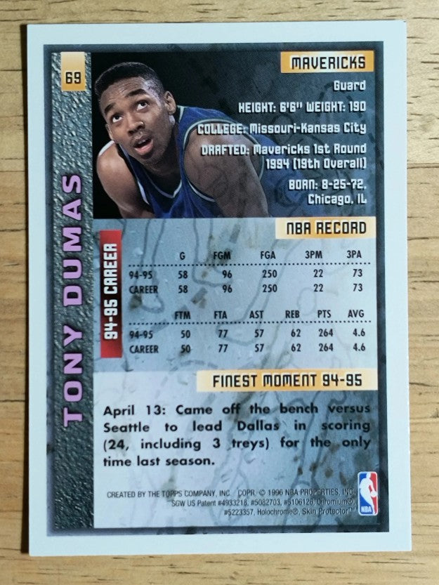 1995-96 Finest #69 Tony Dumas