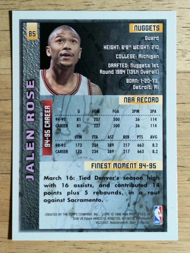 1995-96 Finest #85 Jalen Rose