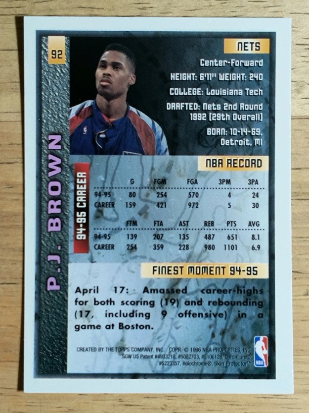1995-96 Finest #92 P.J. Brown