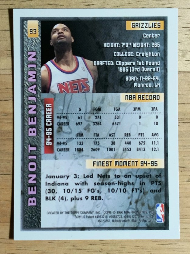 1995-96 Finest #93 Benoit Benjamin