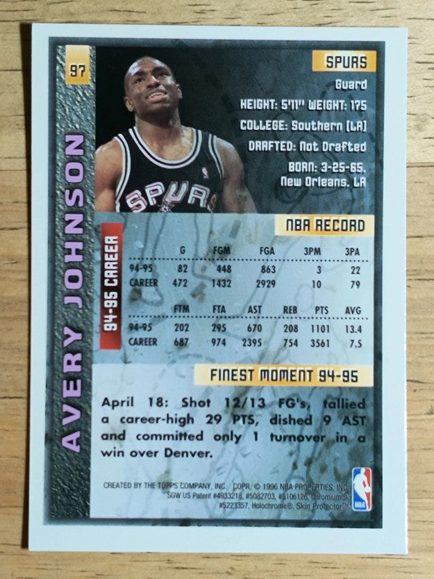 1995-96 Finest #97 Avery Johnson