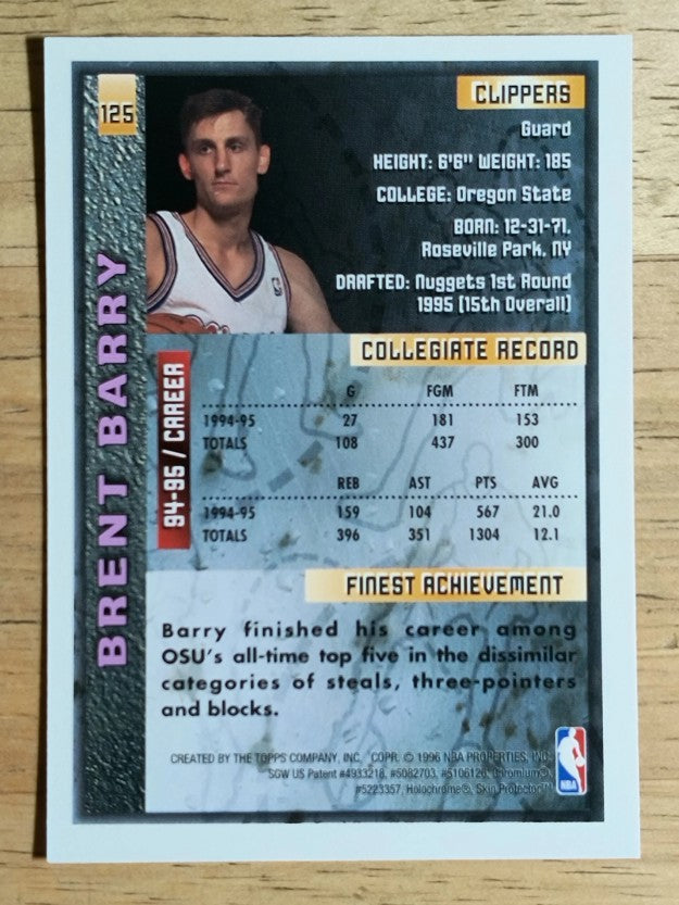 1995-96 Finest #125 Brent Barry RC