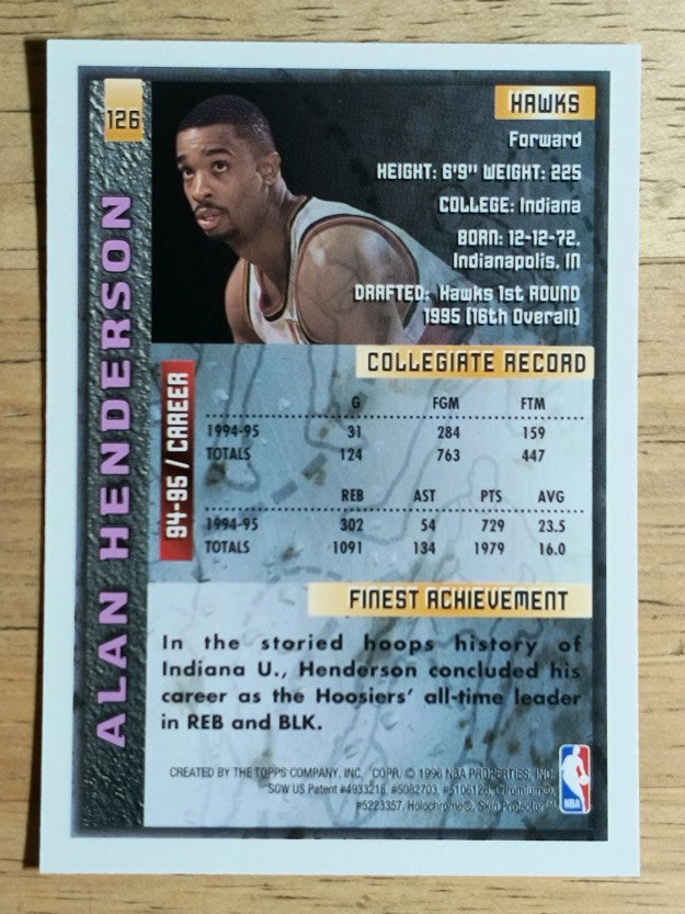 1995-96 Finest #126 Alan Henderson RC