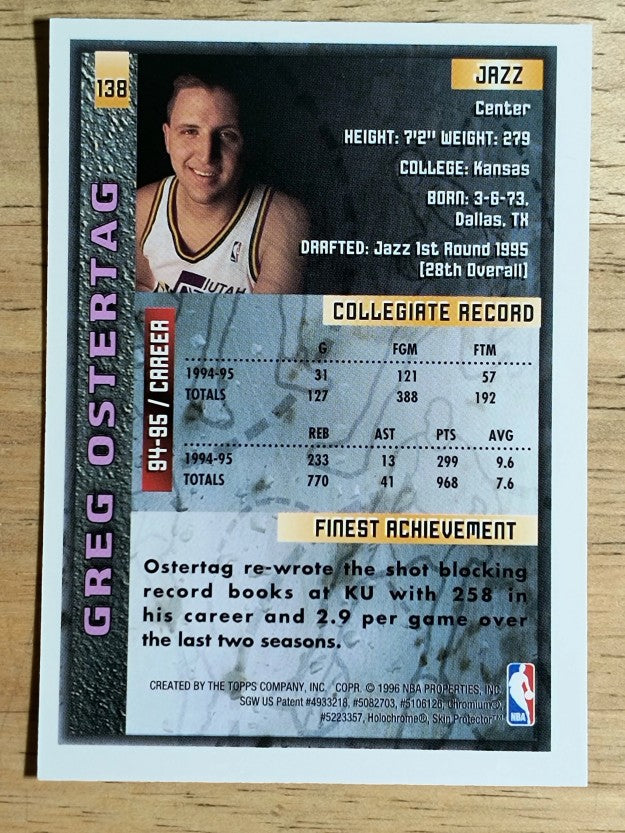 1995-96 Finest #138 Greg Ostertag RC
