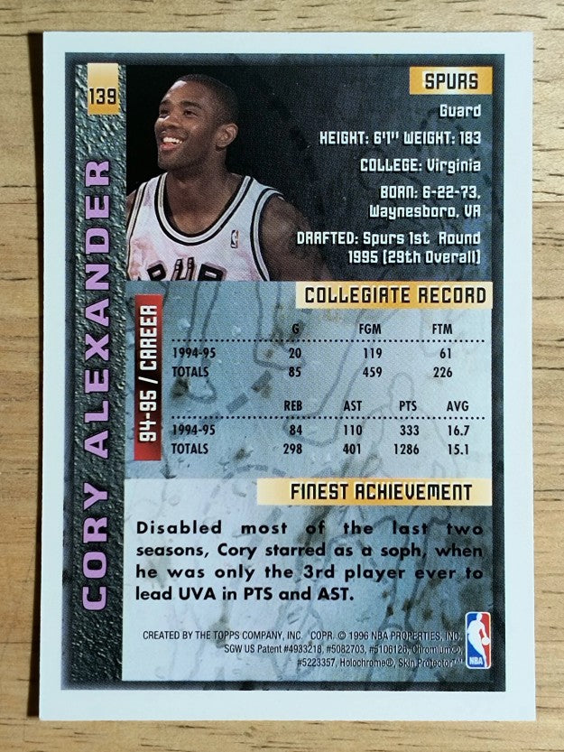1995-96 Finest #139 Cory Alexander RC