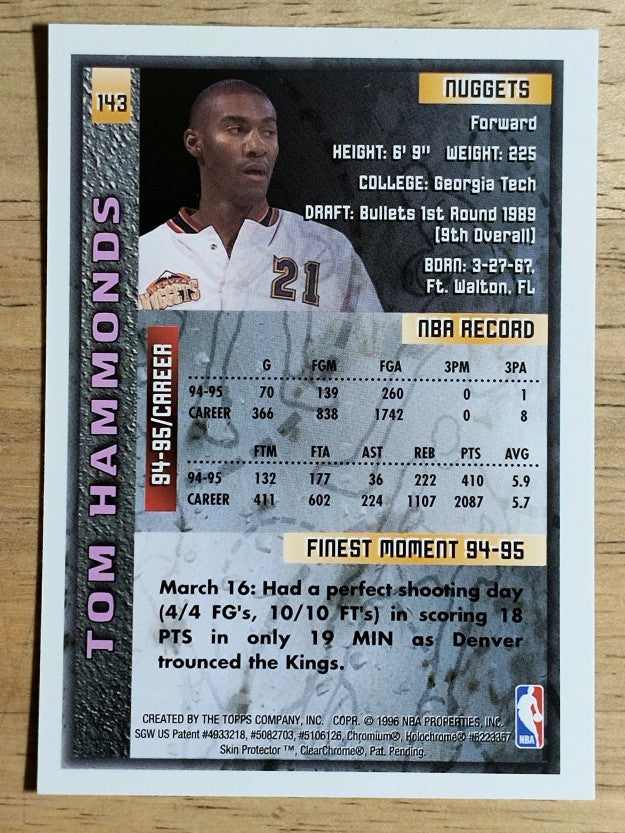 1995-96 Finest #143 Tom Hammonds