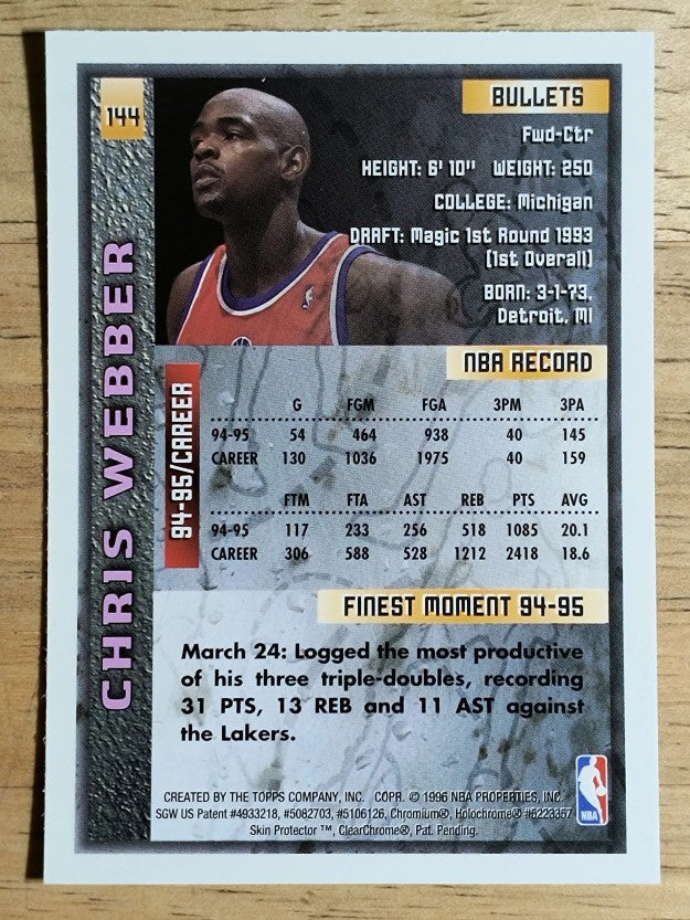1995-96 Finest #144 Chris Webber