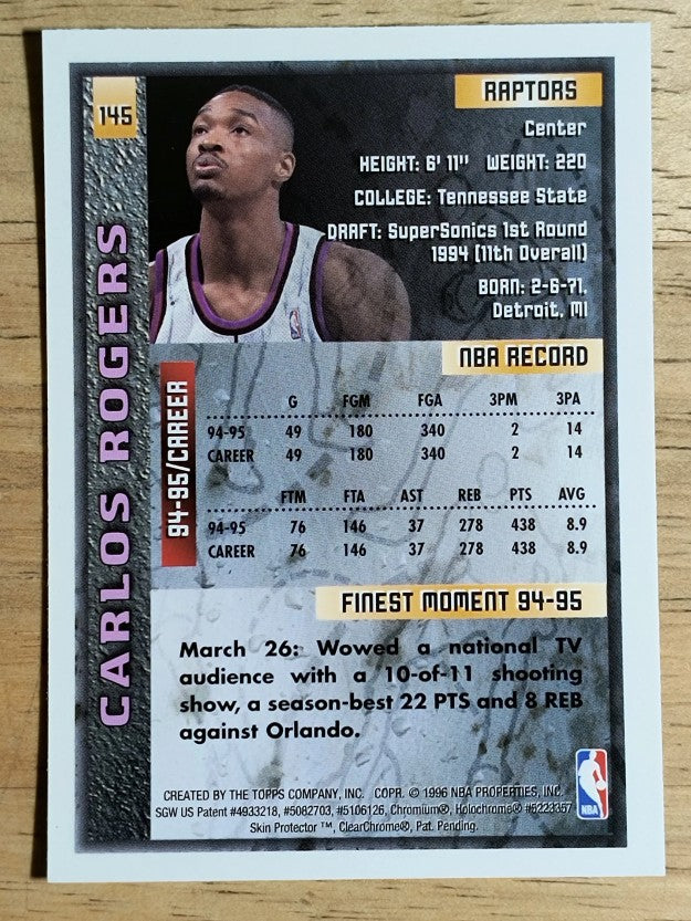 1995-96 Finest #145 Carlos Rogers