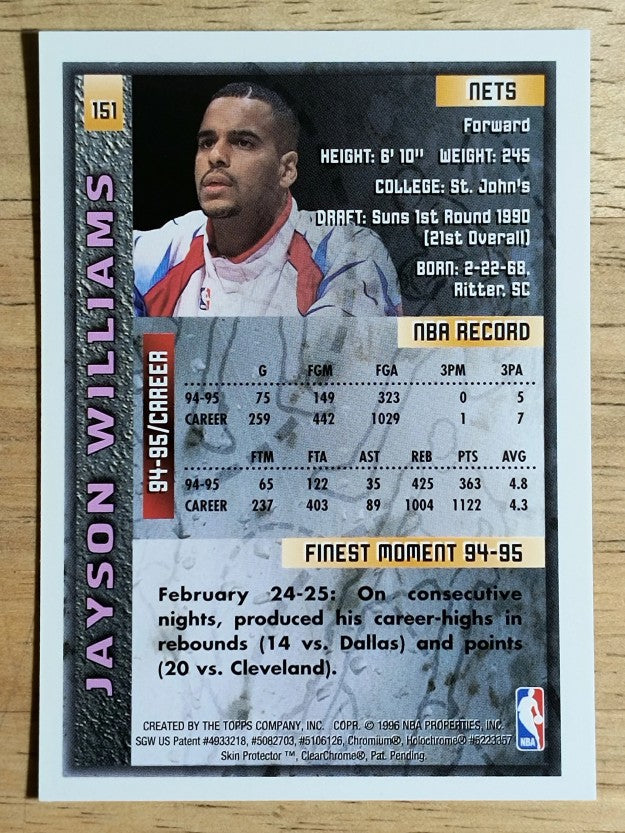 1995-96 Finest #151 Jayson Williams