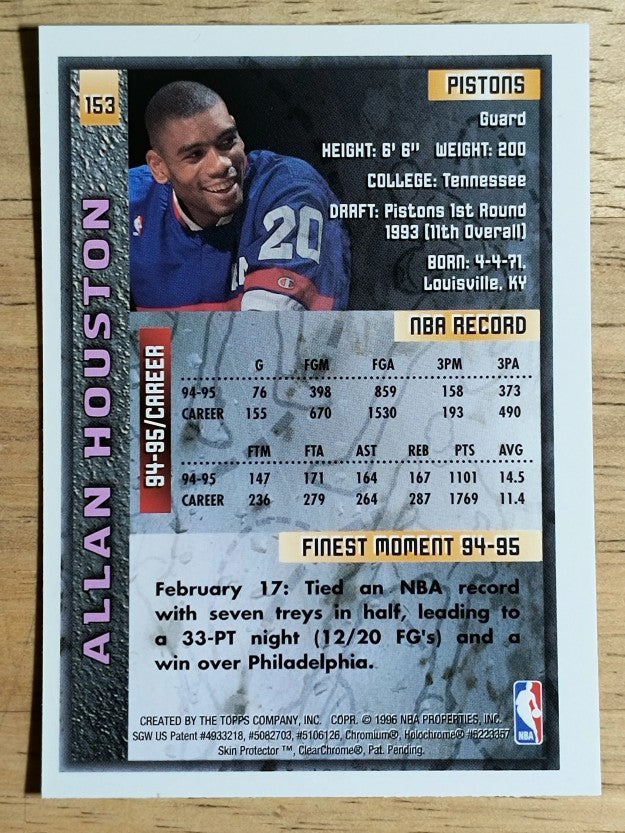 1995-96 Finest #153 Allan Houston